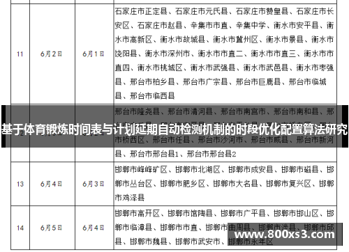 基于体育锻炼时间表与计划延期自动检测机制的时段优化配置算法研究